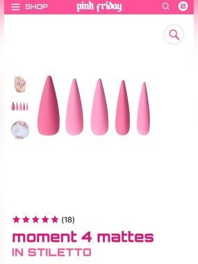 Pink Friday Nails moment 4 mattes in Stiletto XL